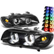 D-Motoring - Headlights - RGB Color LED U-Halo - Black Housing - Projector - Plug-n-Play - Pair - 00-03 BMW X5 - 1