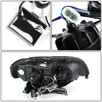 D-Motoring - Headlights - RGB Color LED U-Halo - Black Housing - Projector - Plug-n-Play - Pair - 00-03 BMW X5 - 6