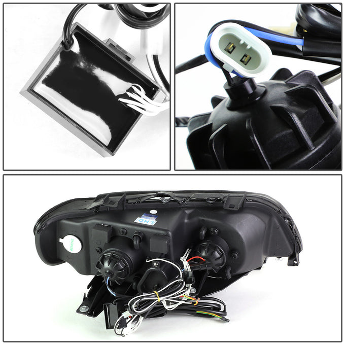 D-Motoring - Headlights - RGB Color LED U-Halo - Black Housing - Projector - Plug-n-Play - Pair - 00-03 BMW X5 - 6