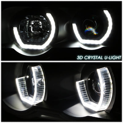 D-Motoring - Headlights - RGB Color LED U-Halo - Black Housing - Projector - Plug-n-Play - Pair - 00-03 BMW X5 - 4
