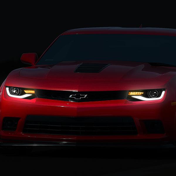 14-15 Chevy Camaro Headlights - LED DRL+Sequential Turn Signal - Clear Lens - Projector - Pair - 11