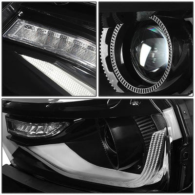 14-15 Chevy Camaro Headlights - LED DRL+Sequential Turn Signal - Clear Lens - Projector - Pair - 7