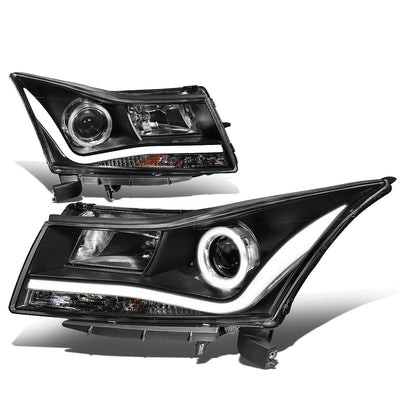 D-Motoring - 11-15 Chevy Cruze Headlights - 3D LED DRL+Halo Ring - Clear Lens - Projector - Plug-n-Play - Pair - 1