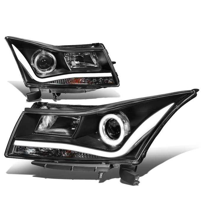 D-Motoring - 11-15 Chevy Cruze Headlights - 3D LED DRL+Halo Ring - Clear Lens - Projector - Plug-n-Play - Pair - 1