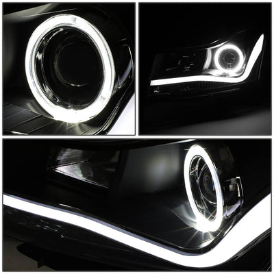 D-Motoring - 11-15 Chevy Cruze Headlights - 3D LED DRL+Halo Ring - Clear Lens - Projector - Plug-n-Play - Pair - 3
