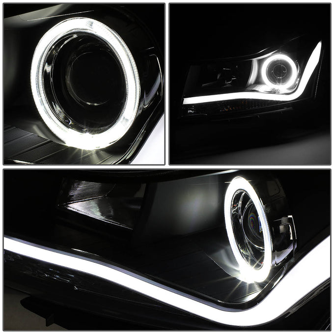D-Motoring - 11-15 Chevy Cruze Headlights - 3D LED DRL+Halo Ring - Clear Lens - Projector - Plug-n-Play - Pair - 3