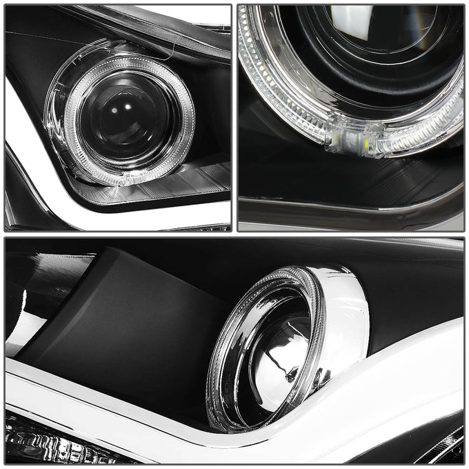 D-Motoring - 11-15 Chevy Cruze Headlights - 3D LED DRL+Halo Ring - Clear Lens - Projector - Plug-n-Play - Pair - 4