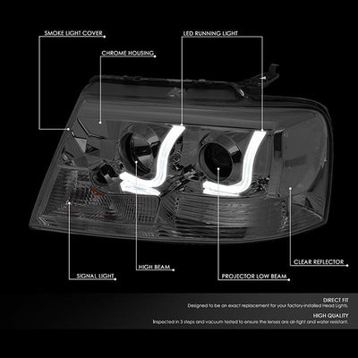 D-Motoring - 04-08 Ford F150 Lincoln Mark LTHeadlights - Dual LED DRL - Clear Corner - Projector - Pair - 2