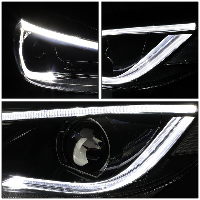 D-Motoring - 15-18 Ford Focus Headlights - LED DRL+Chasing Turn Signal - Clear Lens - Projector - Plug-n-Play - Pair - 4