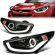 10-16 Hyundai Tucson Headlights - 3D LED DRL+Halo Ring - Clear Lens - Projector - Plug-n-Play - Pair