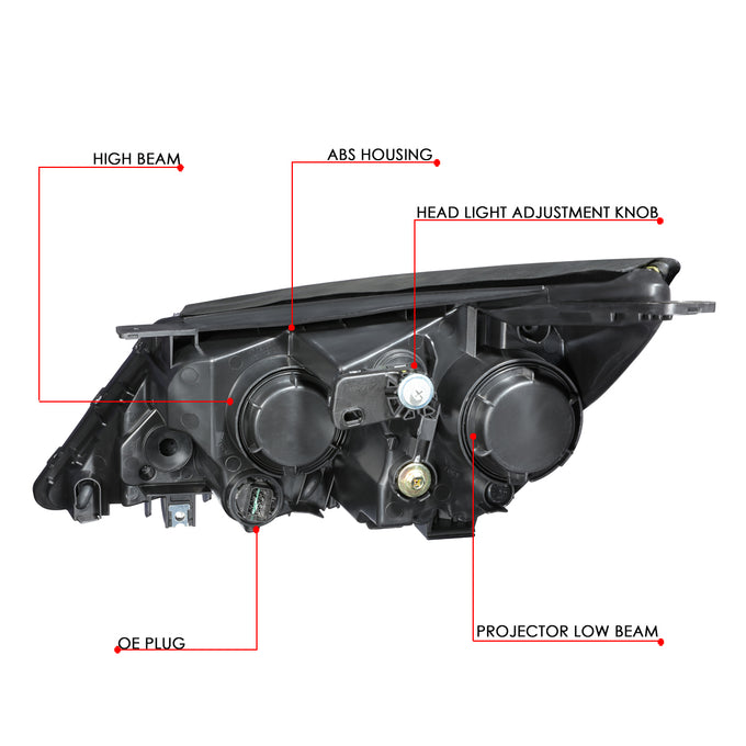 D-Motoring - 11-16 Kia Sportage Headlights - LED DRL+Turn Signal+Halo - Clear Lens - Projector - Plug-n-Play - Pair - 6