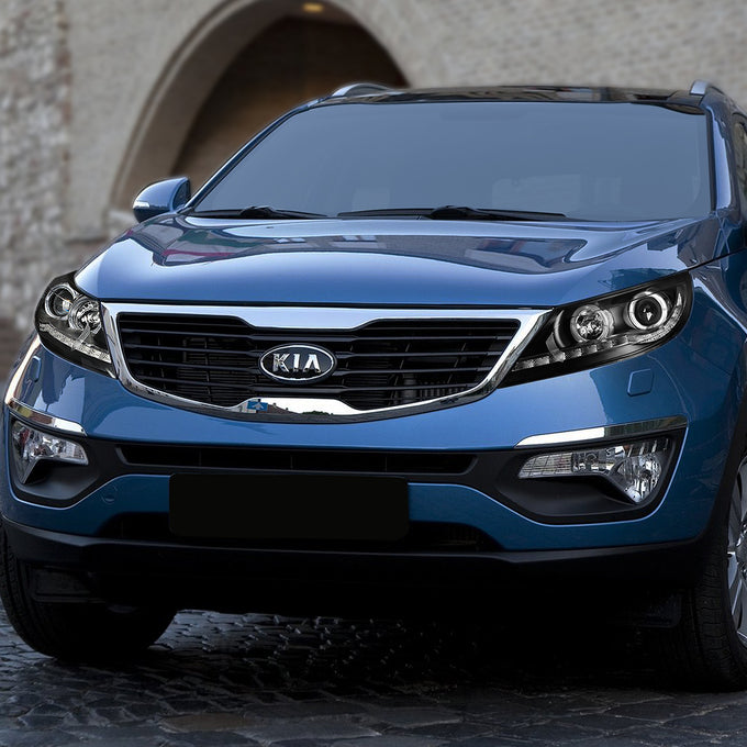 D-Motoring - 11-16 Kia Sportage Headlights - LED DRL+Turn Signal+Halo - Clear Lens - Projector - Plug-n-Play - Pair - 7
