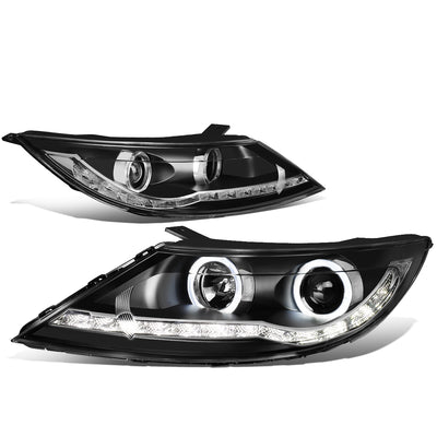 D-Motoring - 11-16 Kia Sportage Headlights - LED DRL+Turn Signal+Halo - Clear Lens - Projector - Plug-n-Play - Pair - 1