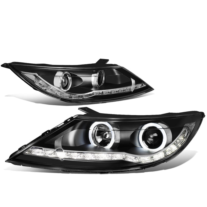 D-Motoring - 11-16 Kia Sportage Headlights - LED DRL+Turn Signal+Halo - Clear Lens - Projector - Plug-n-Play - Pair - 1