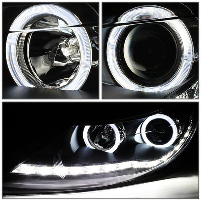 D-Motoring - 11-16 Kia Sportage Headlights - LED DRL+Turn Signal+Halo - Clear Lens - Projector - Plug-n-Play - Pair - 4