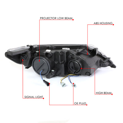 D-Motoring - 12-14 Toyota Camry Headlights - 3D LED DRL - Clear Lens - Projector - Plug-n-Play - Pair - 6