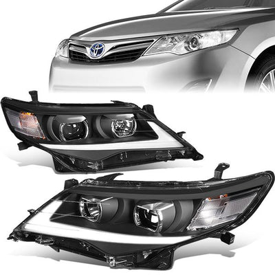 12-14 Toyota Camry Headlights - 3D LED DRL - Clear Lens - Projector - Plug-n-Play - Pair