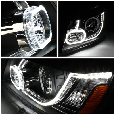 D-Motoring - 01-07 Toyota Highlander Headlights - 3D LED DRL Running Strip - Clear Lens - Projector - Plug-n-Play - Pair - 4