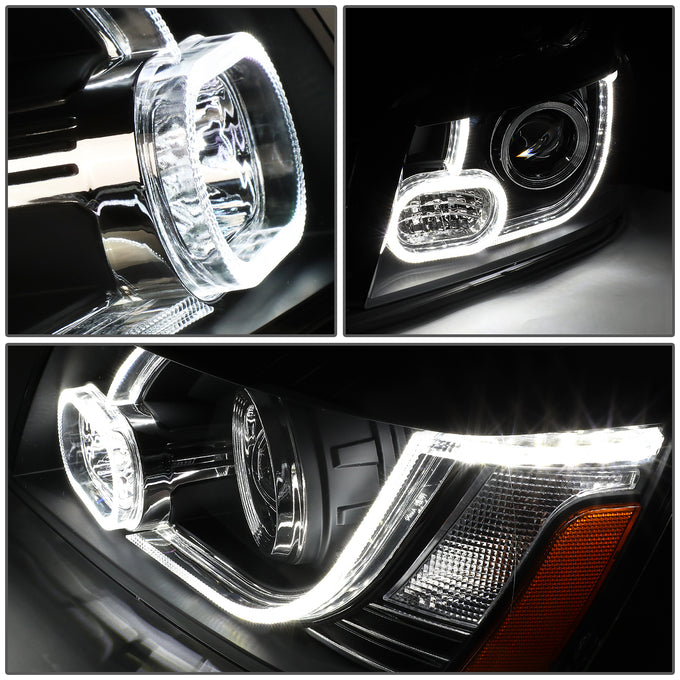 D-Motoring - 01-07 Toyota Highlander Headlights - 3D LED DRL Running Strip - Clear Lens - Projector - Plug-n-Play - Pair - 4