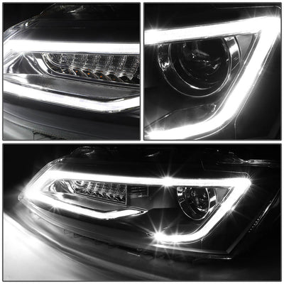 D-Motoring - 11-18 Volkswagen Jetta Sedan Headlights - LED DRL+Chasing Turn Signal - Clear Lens - Projector - Plug-n-Play - Pair - 4