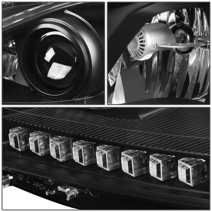 D-Motoring - Headlights - LED DRL - Black Housing - Projector - Plug-n-Play - Pair - 11-15 Mercedes C-Class W204 - 3