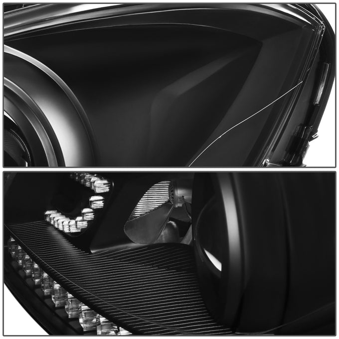 D-Motoring - Headlights - LED DRL - Black Housing - Projector - Plug-n-Play - Pair - 11-15 Mercedes C-Class W204 - 4