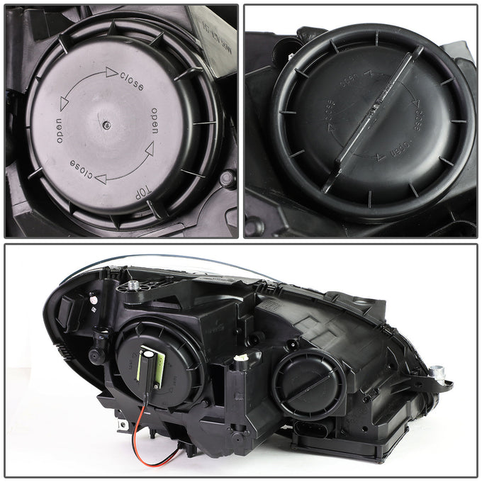 D-Motoring - Headlights - LED DRL - Black Housing - Projector - Plug-n-Play - Pair - 11-15 Mercedes C-Class W204 - 5