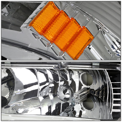 D-Motoring - Headlights - Chrome Housing - Amber Corner - Plug-n-Play - Pair - 97-04 Dodge Dakota / 98-04 Durango - 2