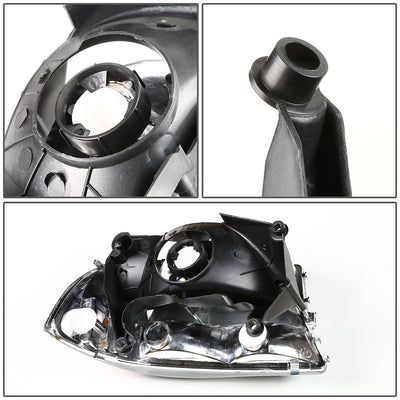 D-Motoring - Headlights - Chrome Housing - Amber Corner - Plug-n-Play - Pair - 97-04 Dodge Dakota / 98-04 Durango - 4