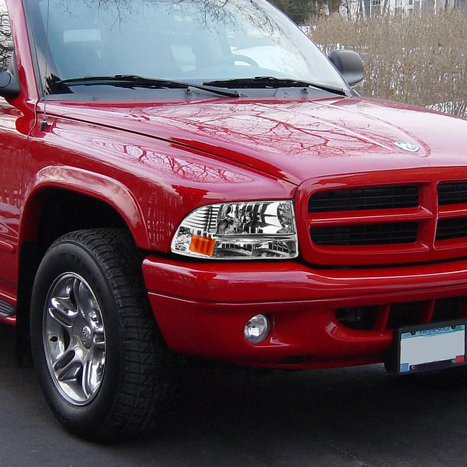 D-Motoring - Headlights - Chrome Housing - Amber Corner - Plug-n-Play - Pair - 97-04 Dodge Dakota / 98-04 Durango - 5
