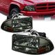 97-04 Dodge Dakota Durango Headlights - Smoked Housing - Amber Corner - Plug-n-Play - Pair