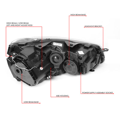 D-Motoring - 10-14 Volkswagen Golf GTI Headlights - Sequential LED Turn Signal+DRL U-Halo - Clear Lens - Plug-n-Play - Pair - 7