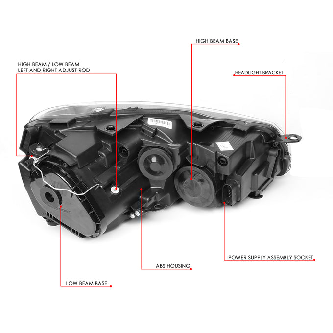 D-Motoring - 10-14 Volkswagen Golf GTI Headlights - Sequential LED Turn Signal+DRL U-Halo - Clear Lens - Plug-n-Play - Pair - 7