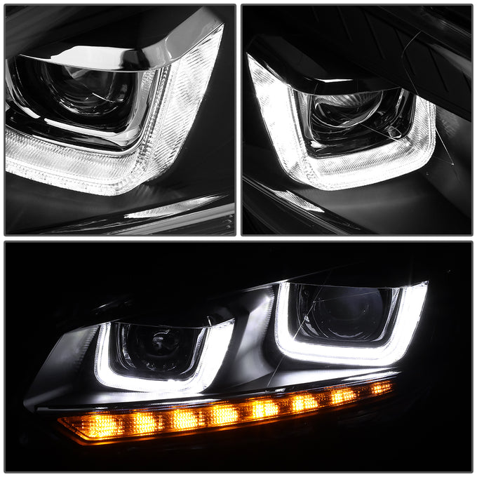 D-Motoring - 10-14 Volkswagen Golf GTI Headlights - Sequential LED Turn Signal+DRL U-Halo - Clear Lens - Plug-n-Play - Pair - 3