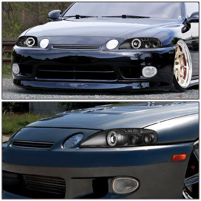 D-Motoring - Headlights - LED DRL - Black Housing - Projector - Plug-n-Play - Pair - Lexus SC300 / SC400 - 7