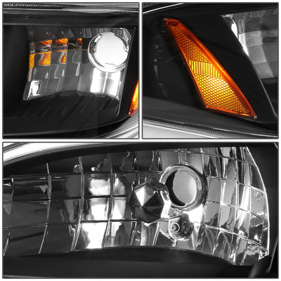 D-Motoring - Headlights - Black Housing - Amber Corner - Plug-n-Play - Pair - 94-98 Ford Mustang - 2