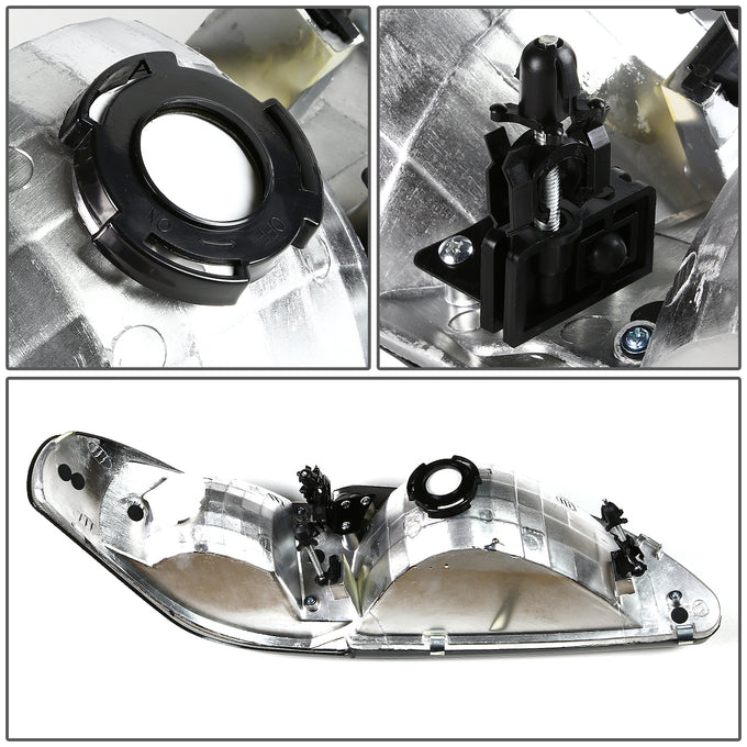 D-Motoring - Headlights - Black Housing - Amber Corner - Plug-n-Play - Pair - 94-98 Ford Mustang - 3