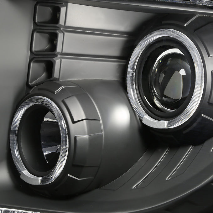 D-Motoring - Headlights - LED Halo Rings - Black Housing - Amber Corner - Projector - Plug-n-Play - Pair - 09-14 Ford F-150 - 3