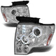 D-Motoring - Headlights - LED Halo Rings - Chrome Housing - Amber Corner - Projector - Plug-n-Play - Pair - 09-14 Ford F-150 - 1