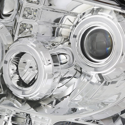 D-Motoring - Headlights - LED Halo Rings - Chrome Housing - Amber Corner - Projector - Plug-n-Play - Pair - 09-14 Ford F-150 - 3