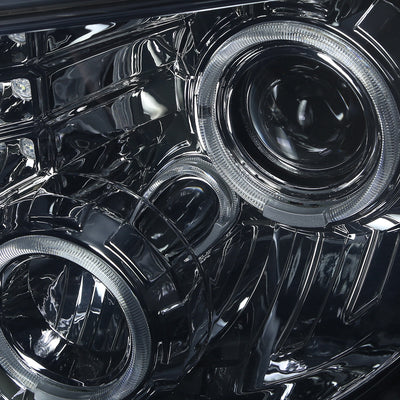 D-Motoring - Headlights - LED Halo Rings - Smoked Lens - Amber Corner - Projector - Plug-n-Play - Pair - 09-14 Ford F-150 - 3