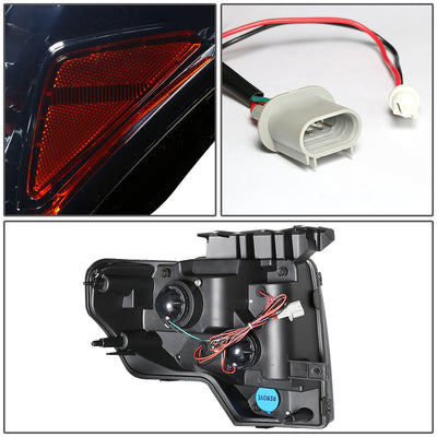 D-Motoring - Headlights - LED Halo Rings - Smoked Lens - Amber Corner - Projector - Plug-n-Play - Pair - 09-14 Ford F-150 - 4
