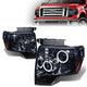 09-14 Ford F-150 Headlights - LED Halo Rings - Smoked Housing - Amber Corner - Projector - Plug-n-Play - Pair