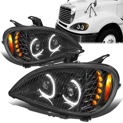 led-drl-turn-signal-04-17-freightliner-columbia-projector-headlight-lamps-black-hl-hay-003-bk - 1