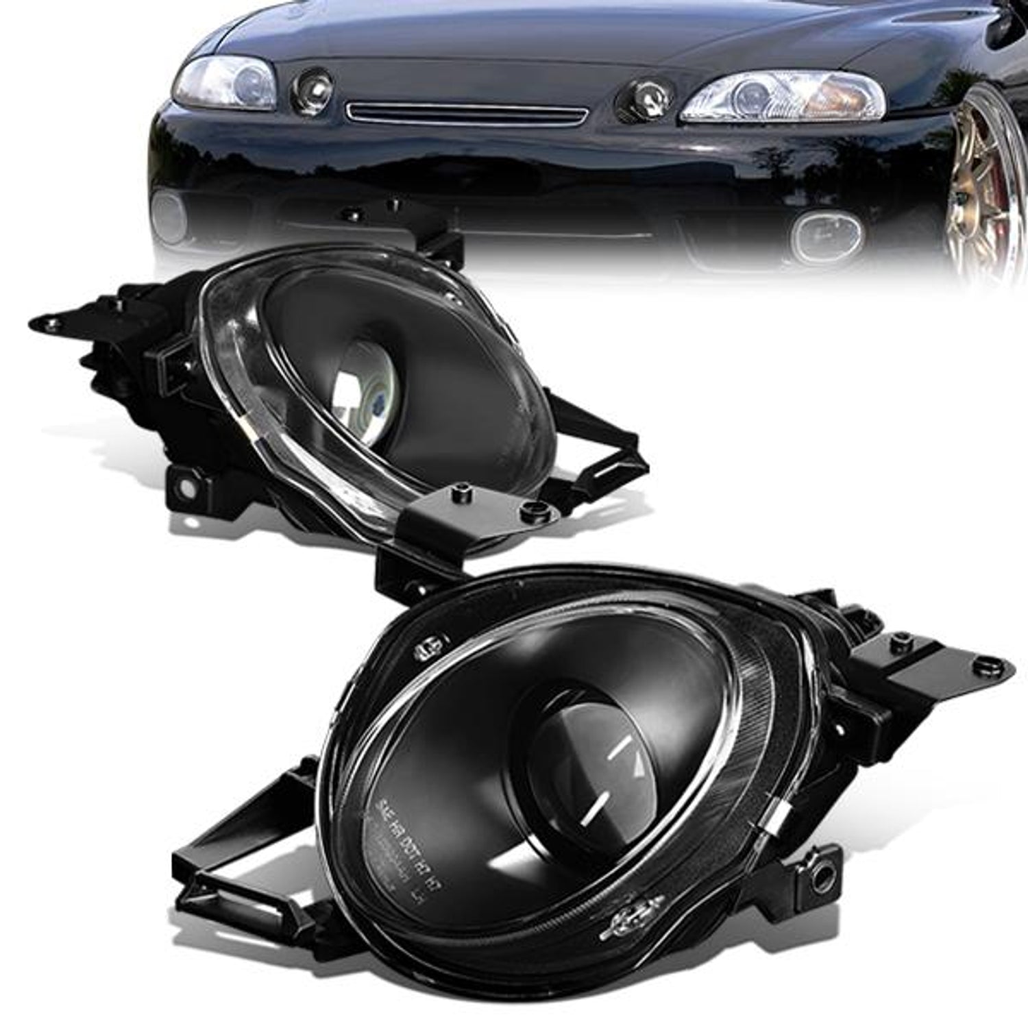 92-00 Lexus SC300 SC400 Headlights - Black Housing - Projector - Plug-n-Play - Pair
