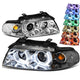 D-Motoring - Headlights - RGB Color LED U-Halo - Chrome Housing - Projector - Plug-n-Play - Pair - 96-01 Audi A4 & Quattro Models - 1