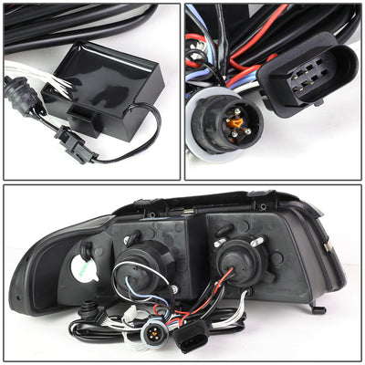 D-Motoring - Headlights - RGB Color LED U-Halo - Chrome Housing - Projector - Plug-n-Play - Pair - 96-01 Audi A4 & Quattro Models - 6