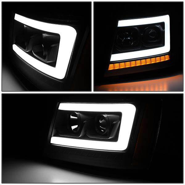07-14 Tahoe Suburban Headlights - LED Sequential Signal - Clear Lens - Amber Corner - Projector - Pair - 3