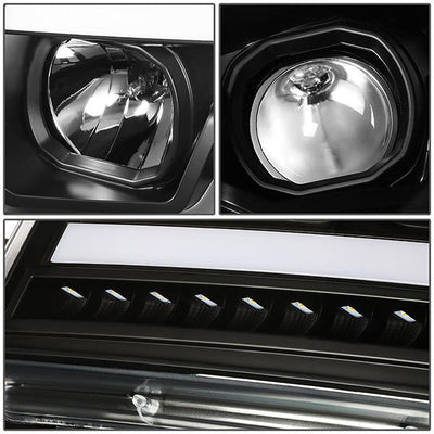07-14 Tahoe Suburban Headlights - LED Sequential Signal - Clear Lens - Amber Corner - Projector - Pair - 6