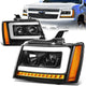 07-14 Tahoe Suburban Headlights - LED Sequential Signal - Clear Lens - Amber Corner - Projector - Pair - 1